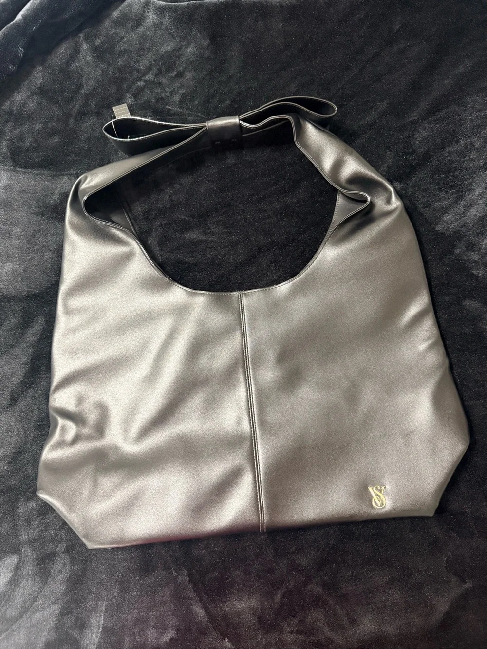 Victoria's Secret Black Shoulder Hobo with Gold Logo